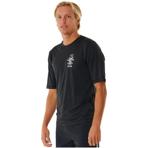 2024 Rip Curl Icons Surflite UPF Short Sleeve Rash Vest 14YMRV - Black